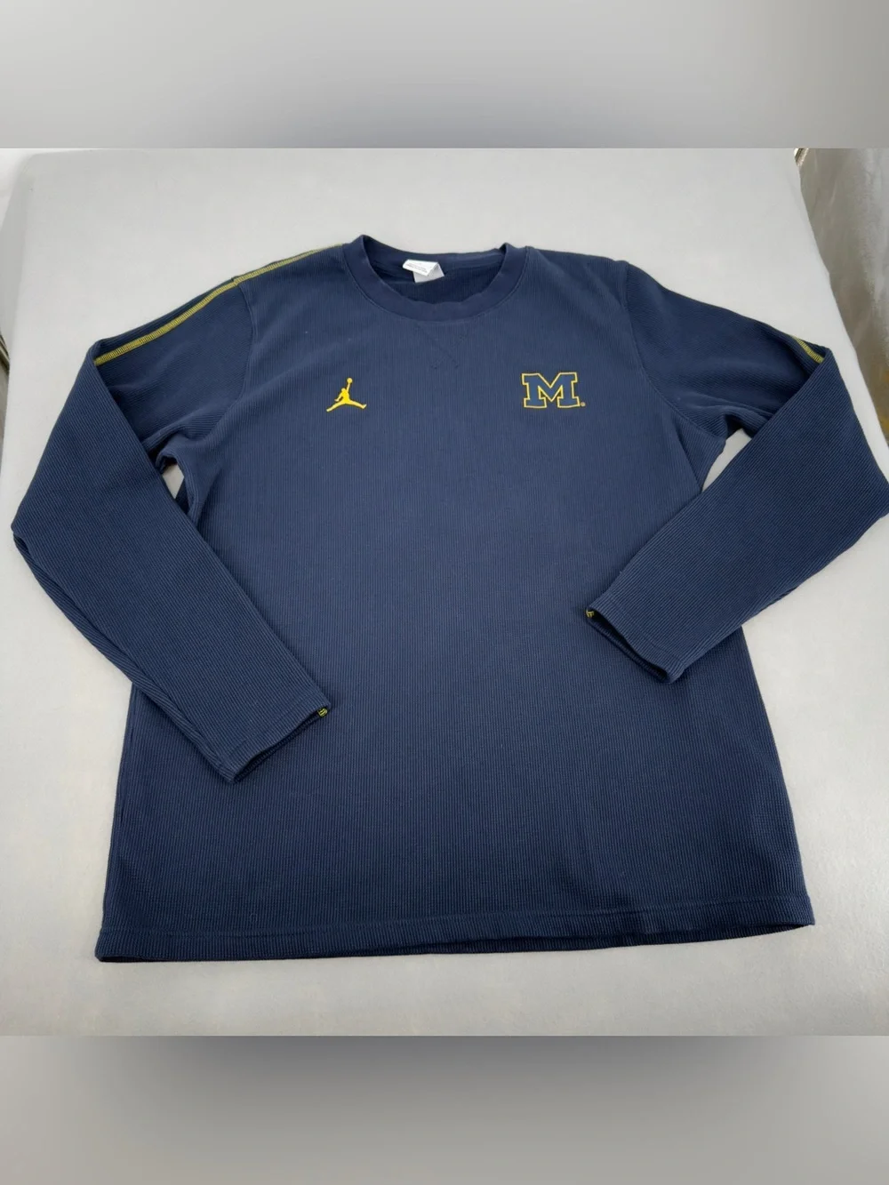 Jordan University Of Michigan Navy Blue Thermal Long Sleeve Sz Large